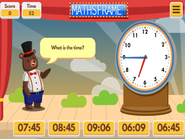 telling the time  mathsframe