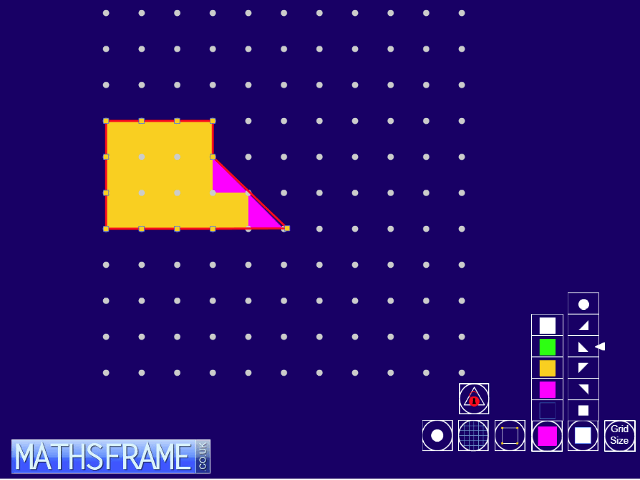 find the area of rectilinear shapes by counting mathsframe