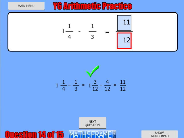 y6 arithmetic practice mathsframe