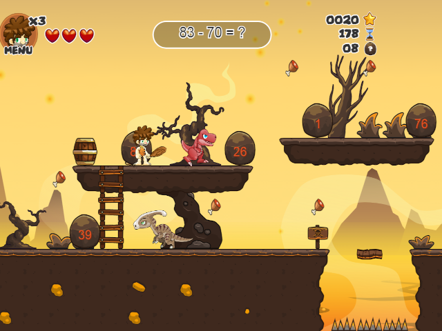 Stone Age Stu - Subtraction - Mathsframe